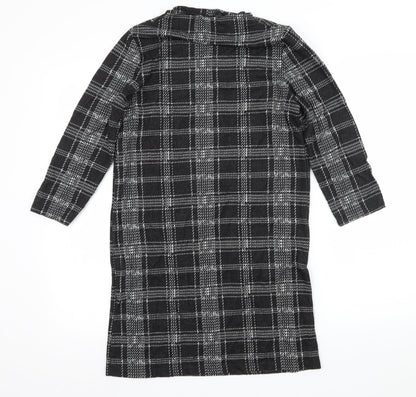 Tu Womens Black Check Jersey A-Line  Size 8