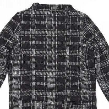 Tu Womens Black Check Jersey A-Line  Size 8
