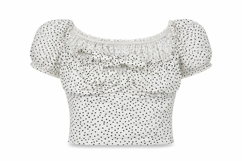 PRETTYLITTLETHING Womens White Polka Dot  Basic Blouse Size 6