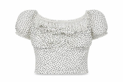 PRETTYLITTLETHING Womens White Polka Dot  Basic Blouse Size 6