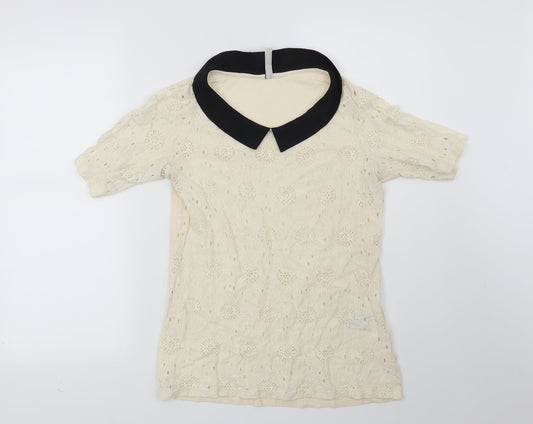 NEXT Womens Beige Floral  Basic Blouse Size 8