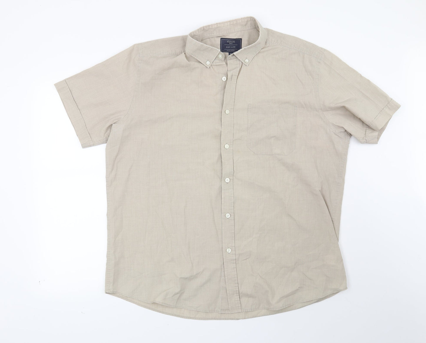 Atlantic Bay Mens Beige    Button-Up Size XL
