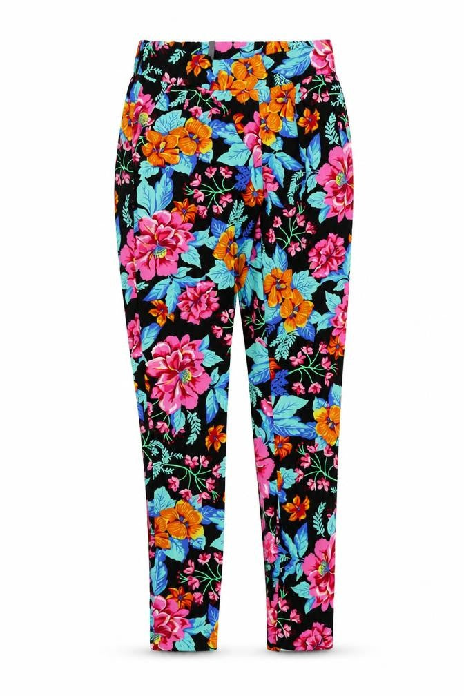 Preworn Womens Black Floral  Trousers  Size 8 L30 in