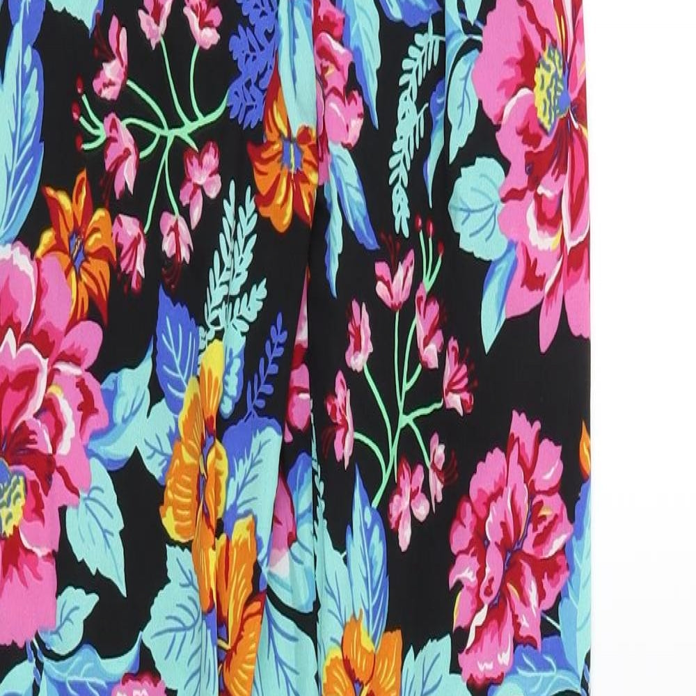 Preworn Womens Black Floral  Trousers  Size 8 L30 in