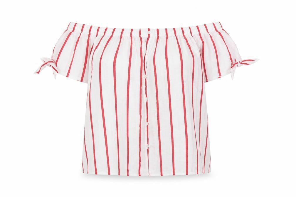 Papaya Womens White Striped  Basic Blouse Size 14
