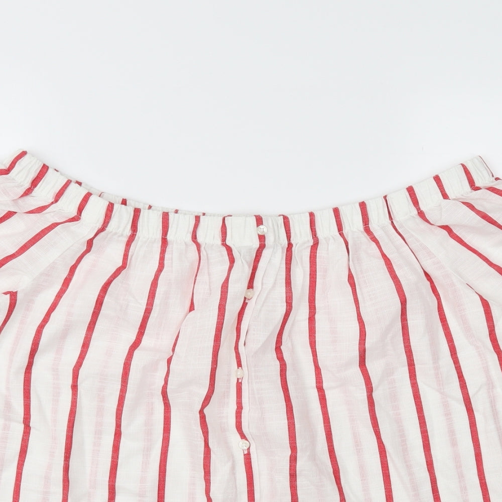 Papaya Womens White Striped  Basic Blouse Size 14