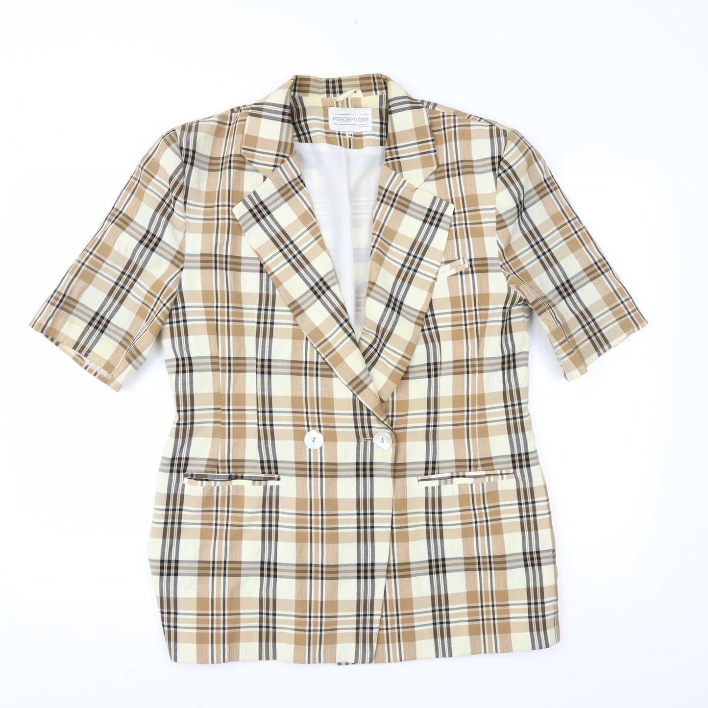 Perceptions Womens Brown Check  Jacket  Size 14