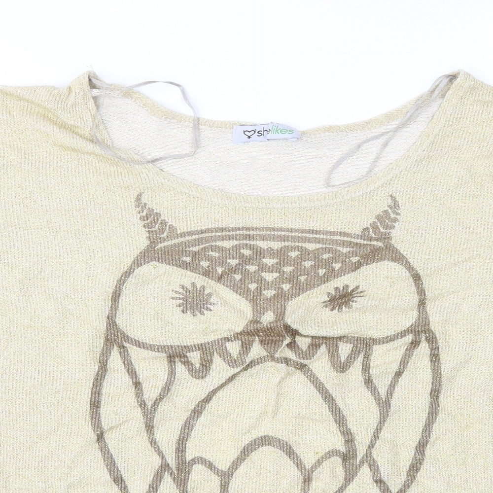 SHELIKES Womens Gold   Pullover Jumper Size S