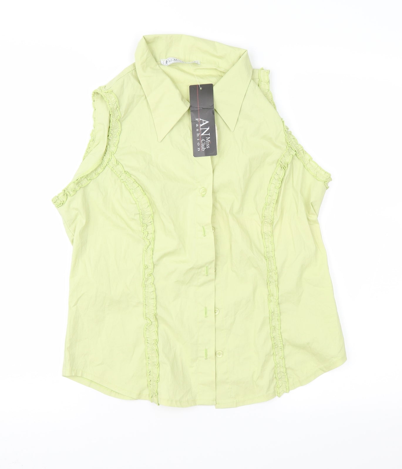 An Miss Club Womens Green   Basic Button-Up Size L