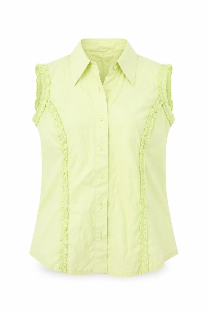 An Miss Club Womens Green   Basic Button-Up Size L