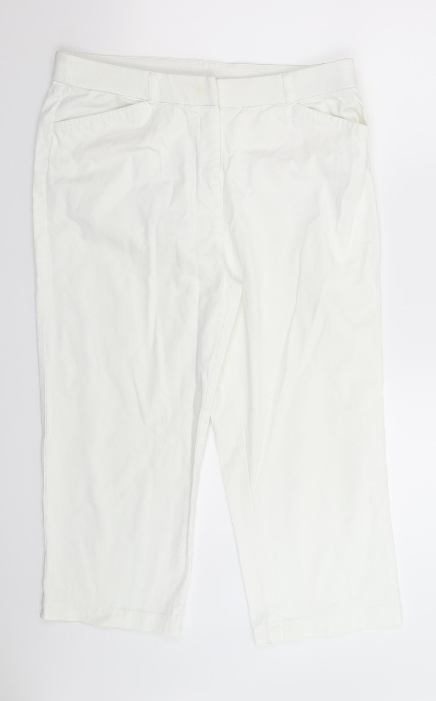 Bonmarché Womens White  Denim Cropped Jeans Size 14 L21 in