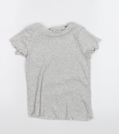 Preloved George Girls Grey   Basic T-Shirt Size 5-6 Years - Front
