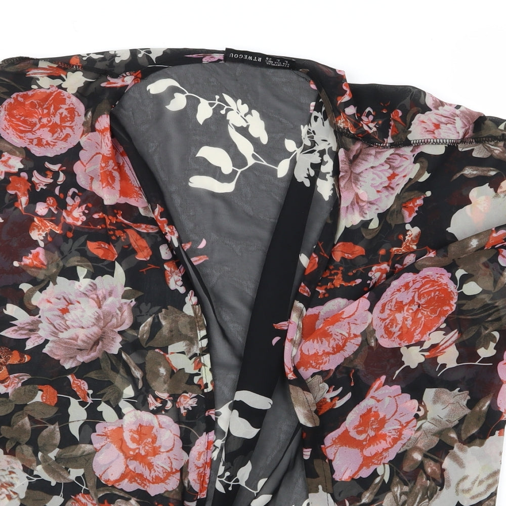 Preworn Womens Black Floral  Basic Blouse Size L