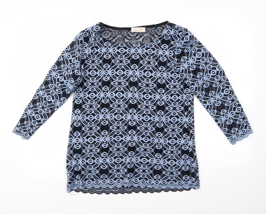 peruna Womens Blue Floral  Cardigan Jumper Size 14