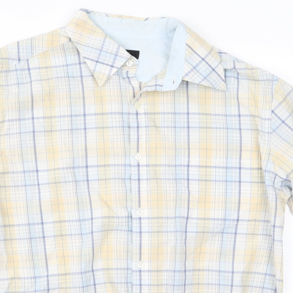 NEXT Mens Blue Check   Button-Up Size L