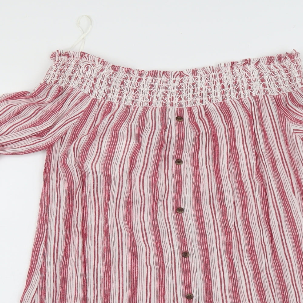 NEXT Womens Red Striped  Basic Blouse Size 8