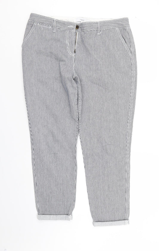 NEXT Womens Blue Striped  Trousers  Size 14 L26 in