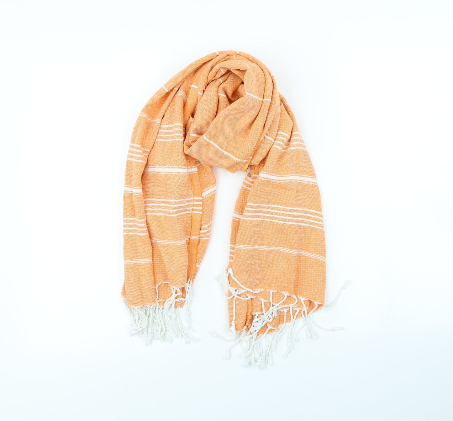 Preworn Womens Orange Striped   Scarf