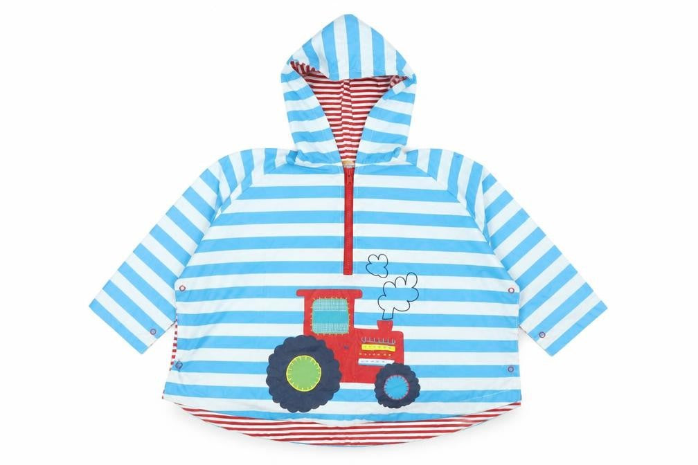 Mini Mode Boys Blue Striped  Rain Coat Coat Size 4 Years