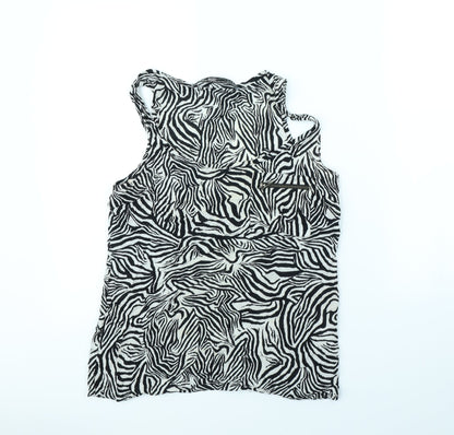 Zara Womens White Animal Print  Basic Tank Size M