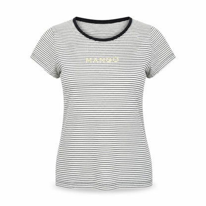 Mango Womens White Striped  Basic T-Shirt Size M