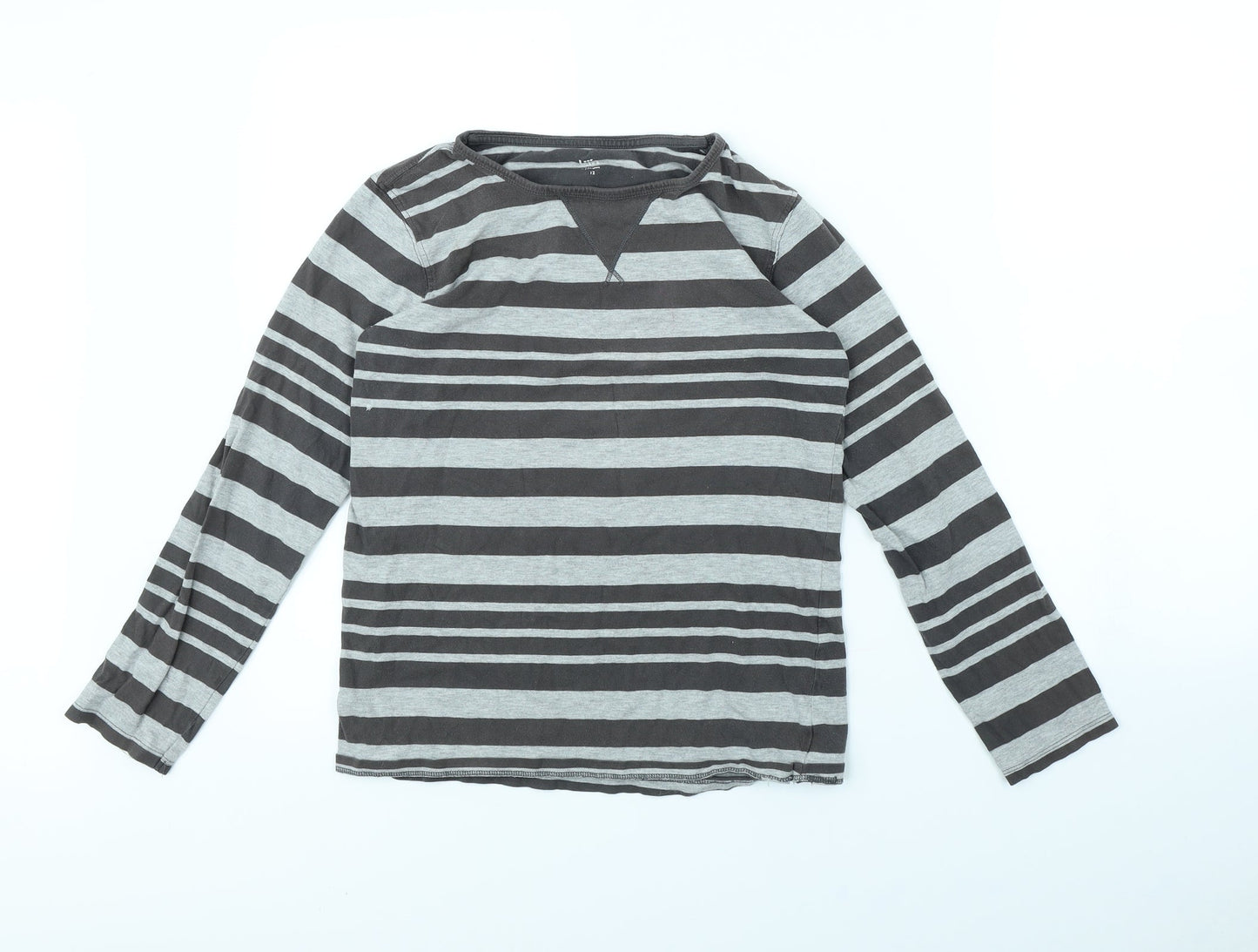 kiin Womens Grey Striped  Basic T-Shirt Size 12