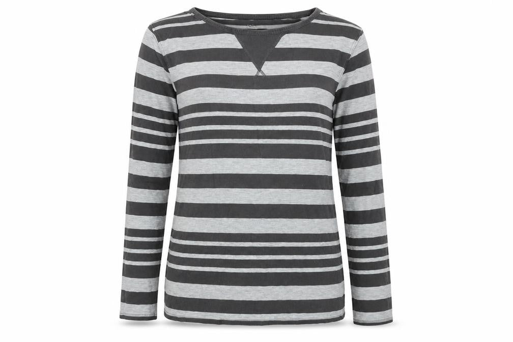 kiin Womens Grey Striped  Basic T-Shirt Size 12