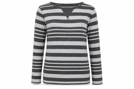 kiin Womens Grey Striped  Basic T-Shirt Size 12