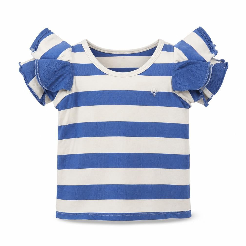Preworn Boys Blue Striped  Basic T-Shirt Size 5-6 Years