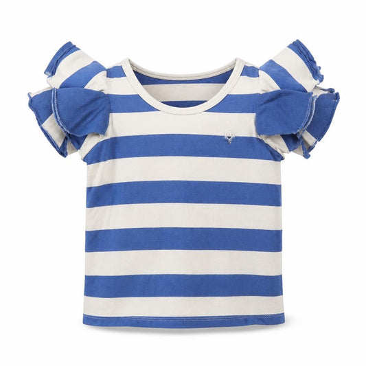 Preworn Boys Blue Striped  Basic T-Shirt Size 5-6 Years