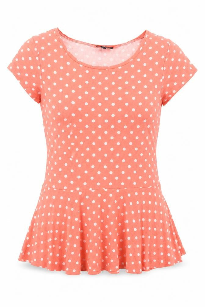 Papaya Womens Pink Polka Dot  Basic T-Shirt Size 8