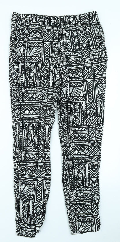 Preloved Divided Womens Black Geometric  Jogger Trousers Size 12 L28 in - Front