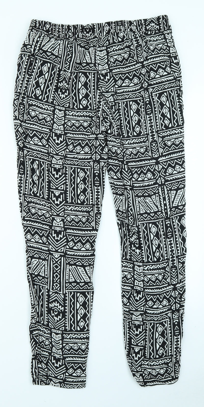 Divided Womens Black Geometric  Jogger Trousers Size 12 L28 in