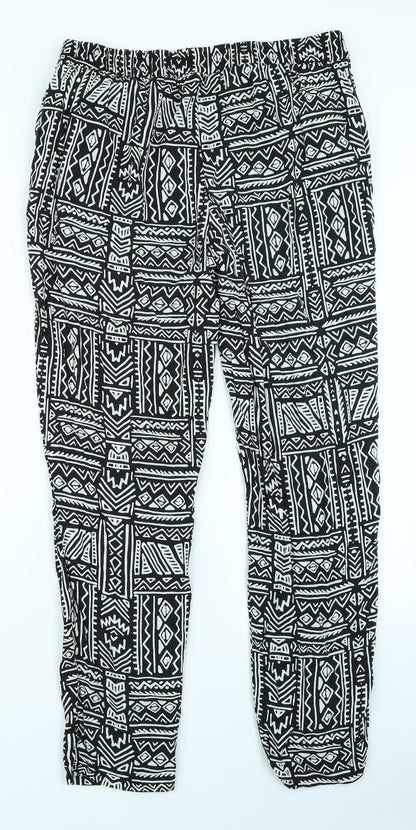 Preloved Divided Womens Black Geometric  Jogger Trousers Size 12 L28 in - Back