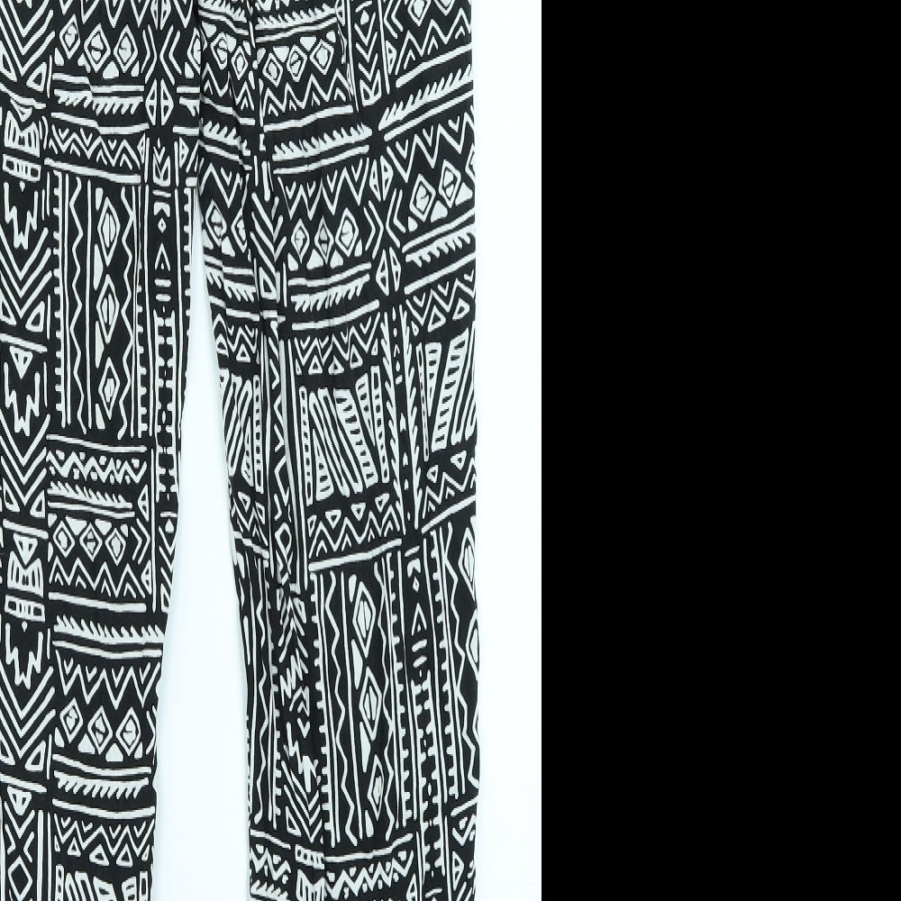 Divided Womens Black Geometric  Jogger Trousers Size 12 L28 in