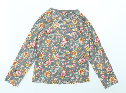 Preloved Nutmeg Girls Grey Floral  Basic T-Shirt Size 8-9 Years - Back