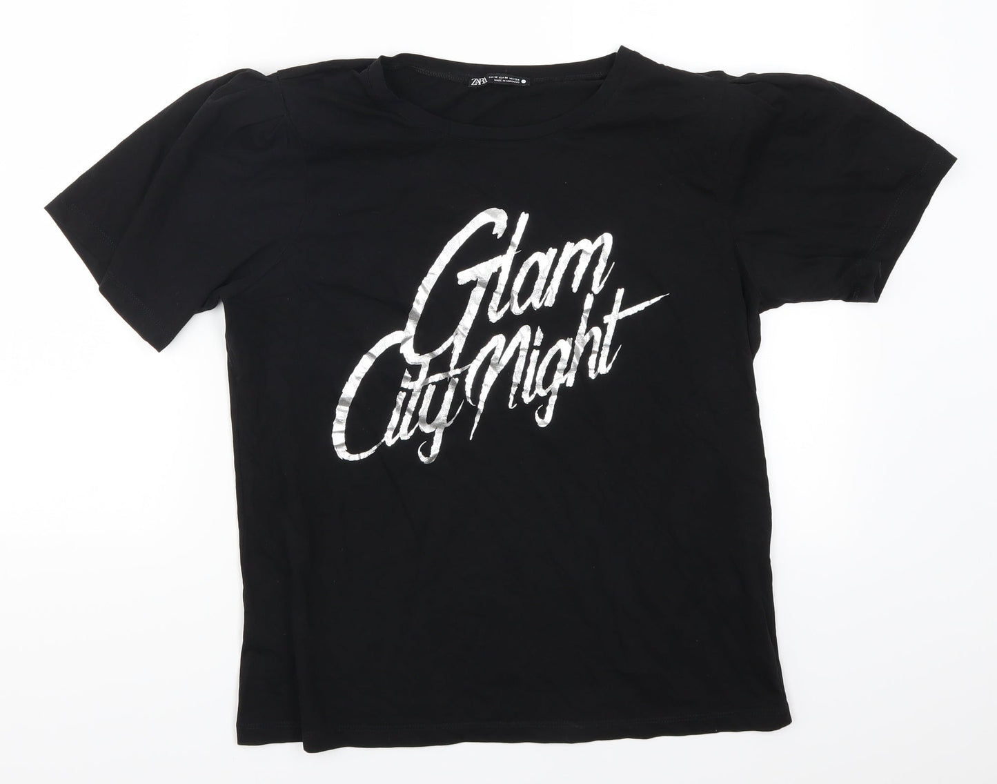 Zara Womens Black   Basic T-Shirt Size M  - Glam City Night