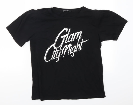 Zara Womens Black   Basic T-Shirt Size M  - Glam City Night