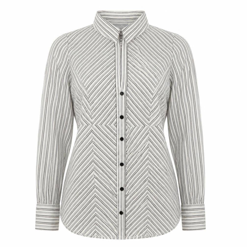 Wallis Womens Grey Striped  Basic Button-Up Size 12