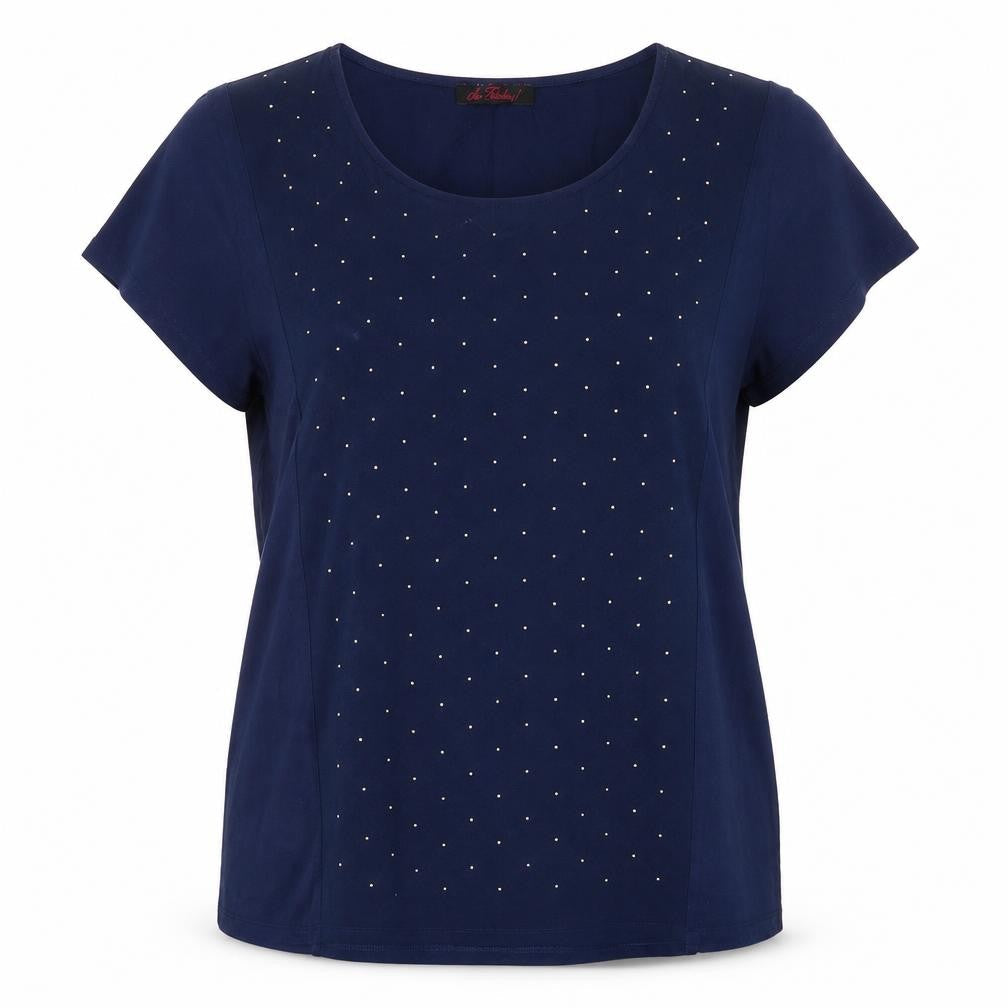 So Fabulous Womens Blue Polka Dot  Basic T-Shirt Size 16