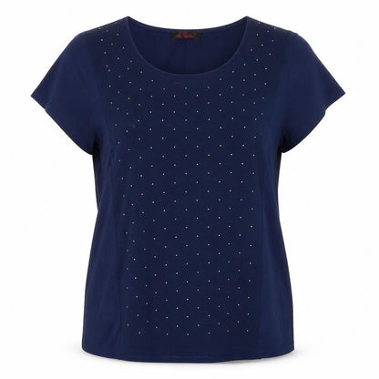 So Fabulous Womens Blue Polka Dot  Basic T-Shirt Size 16