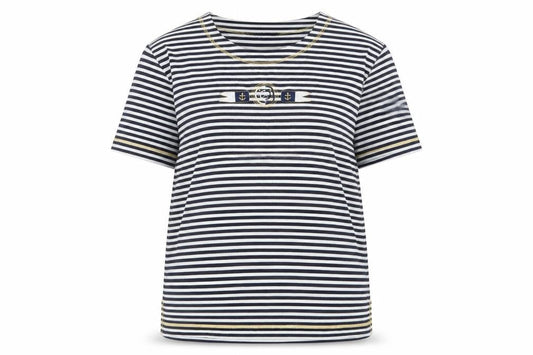 Donna Lewis Womens Blue Striped  Basic T-Shirt Size M  - Anchor Print