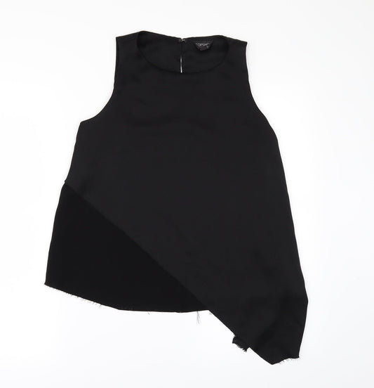 Topshop Womens Black   Camisole Blouse Size 8  - SHAPED FRAYED HEM