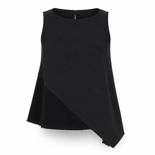 Topshop Womens Black   Camisole Blouse Size 8  - SHAPED FRAYED HEM