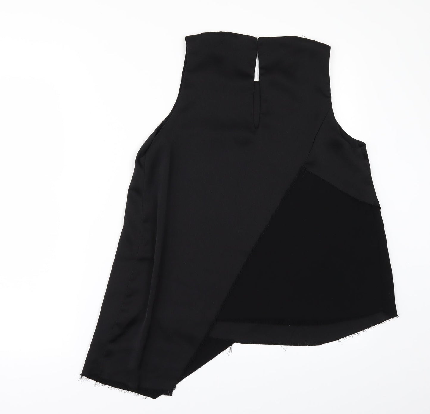 Topshop Womens Black   Camisole Blouse Size 8  - SHAPED FRAYED HEM