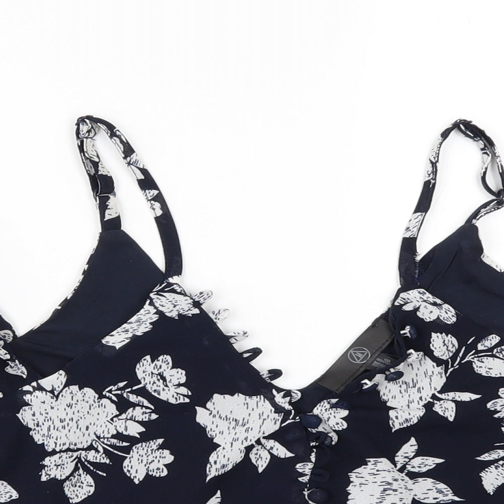 Missguided Womens Blue Floral  Cropped Blouse Size 8  - COLD SHOULDER