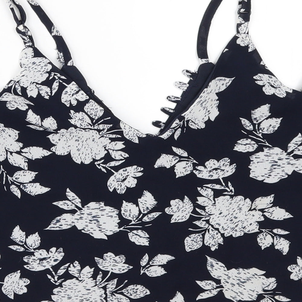 Missguided Womens Blue Floral  Cropped Blouse Size 8  - COLD SHOULDER