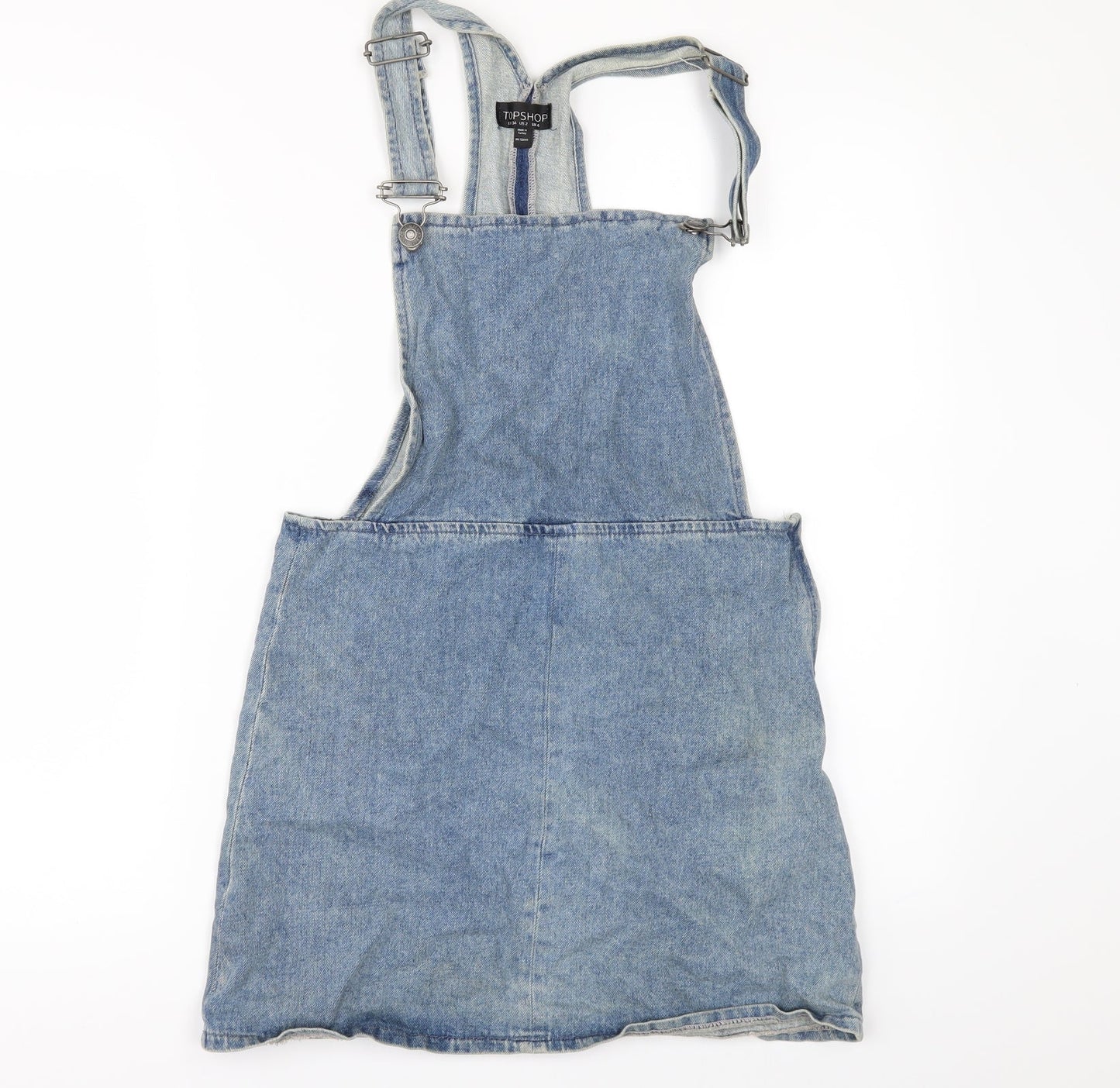 Topshop Womens Blue  Denim Pinafore/Dungaree Dress  Size 6