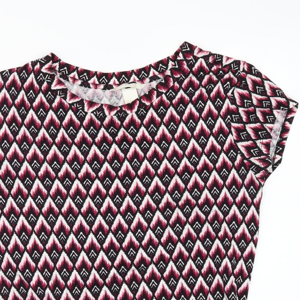 H&M Womens Multicoloured Geometric  Basic T-Shirt Size S
