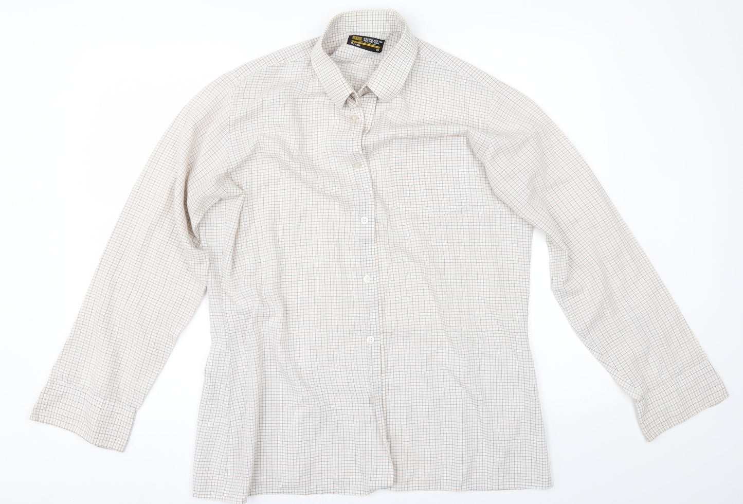 BHS Mens Beige Check   Button-Up Size 16